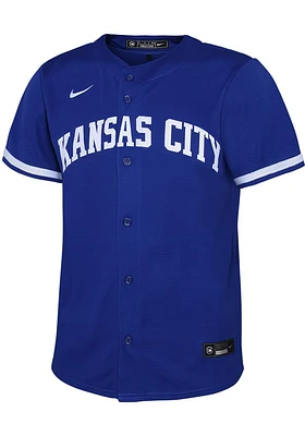 Nike KC Royals Boys Blue Alt 3 Replica Blank Baseball Jersey