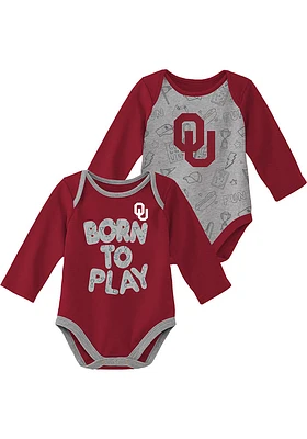 Oklahoma Sooners Baby Red Born To Play LS 2PK One Piece