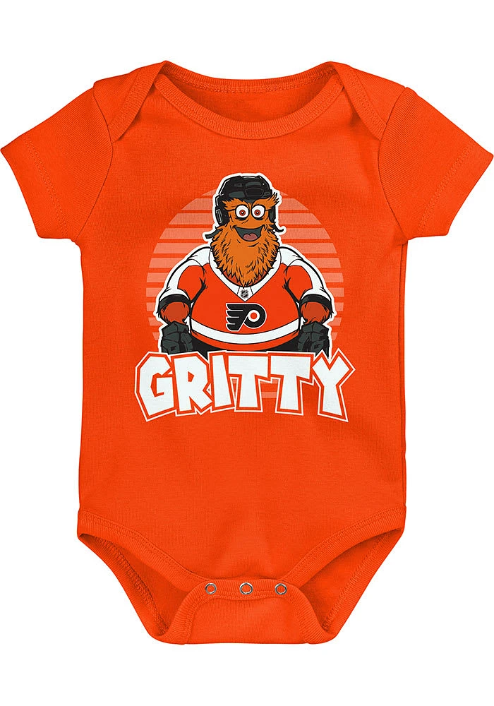 Outer Stuff Gritty Philadelphia Flyers Baby Orange Mascot Spirit Short Sleeve One Piece