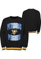 Pittsburgh Penguins Youth Black Classic Blueliner Long Sleeve Crew Sweatshirt