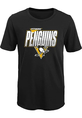 Pittsburgh Penguins Youth Black Frosty Center Short Sleeve T-Shirt
