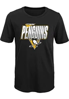 Pittsburgh Penguins Youth Black Frosty Center Short Sleeve T-Shirt
