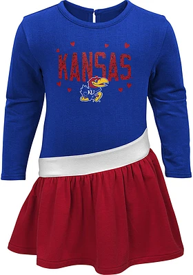 Kansas Jayhawks Baby Girls Blue Heart To Short Sleeve Dress