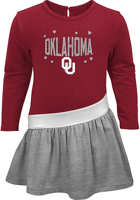 Oklahoma Sooners Toddler Cardinal Heart To Long Sleeve Dress