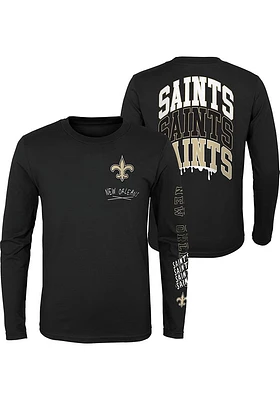 New Orleans Saints Boys Black Team Drip Long Sleeve T-Shirt