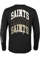 New Orleans Saints Boys Black Team Drip Long Sleeve T-Shirt