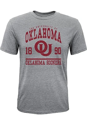 Oklahoma Sooners Youth Grey Classic Material Short Sleeve Fashion T-Shirt