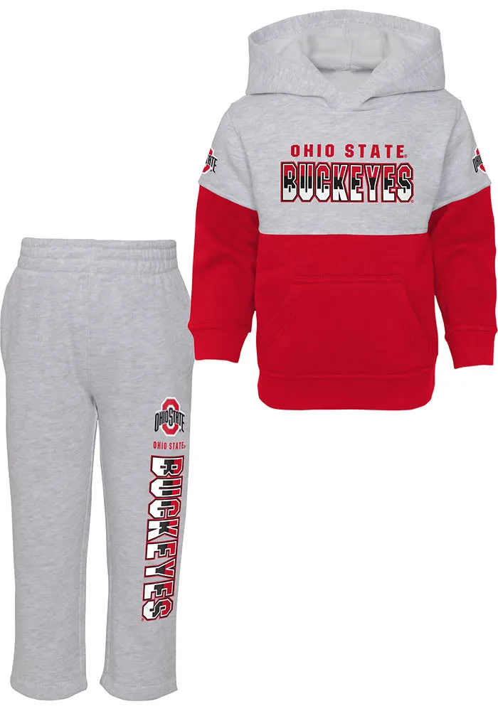 Ohio State Buckeyes Boys Red Playmaker Hood Set Sweatpants