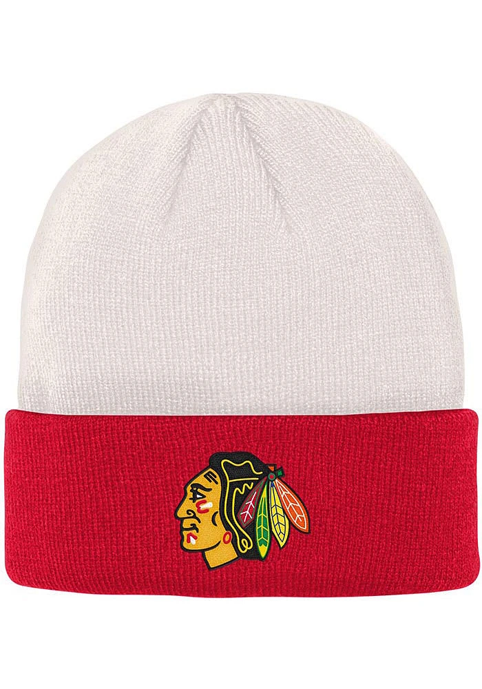Chicago Blackhawks Ivory Bone Crown Cuff Youth Knit Hat