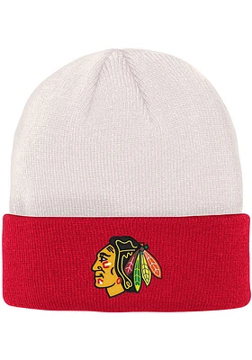 Chicago Blackhawks Ivory Bone Crown Cuff Youth Knit Hat