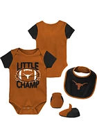 Texas Longhorns Baby Burnt Orange Mascot Little Champ Set One Piece with Bib