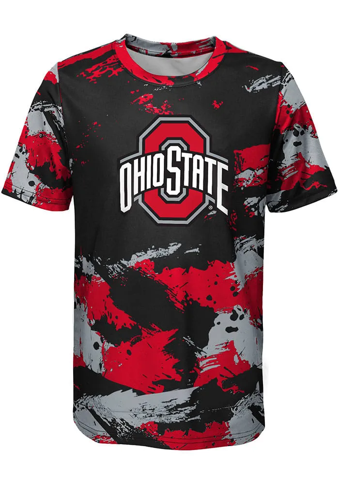 Ohio State Buckeyes Boys Red Cross Pattern Short Sleeve T-Shirt