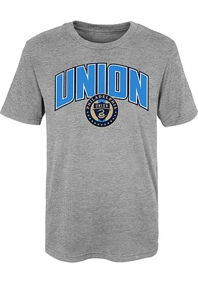 Philadelphia Union Youth Grey Arched Strike Short Sleeve T-Shirt