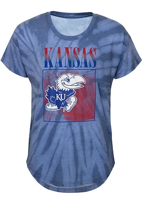 Kansas Jayhawks Girls Blue The Band Tie-Dye Short Sleeve Fashion T-Shirt
