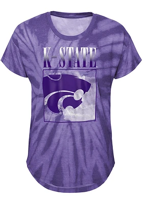 K-State Wildcats Girls Purple The Band Tie-Dye Short Sleeve Fashion T-Shirt