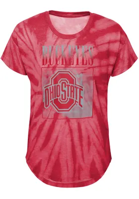 Ohio State Buckeyes Girls Red The Band Tie-Dye Short Sleeve Fashion T-Shirt