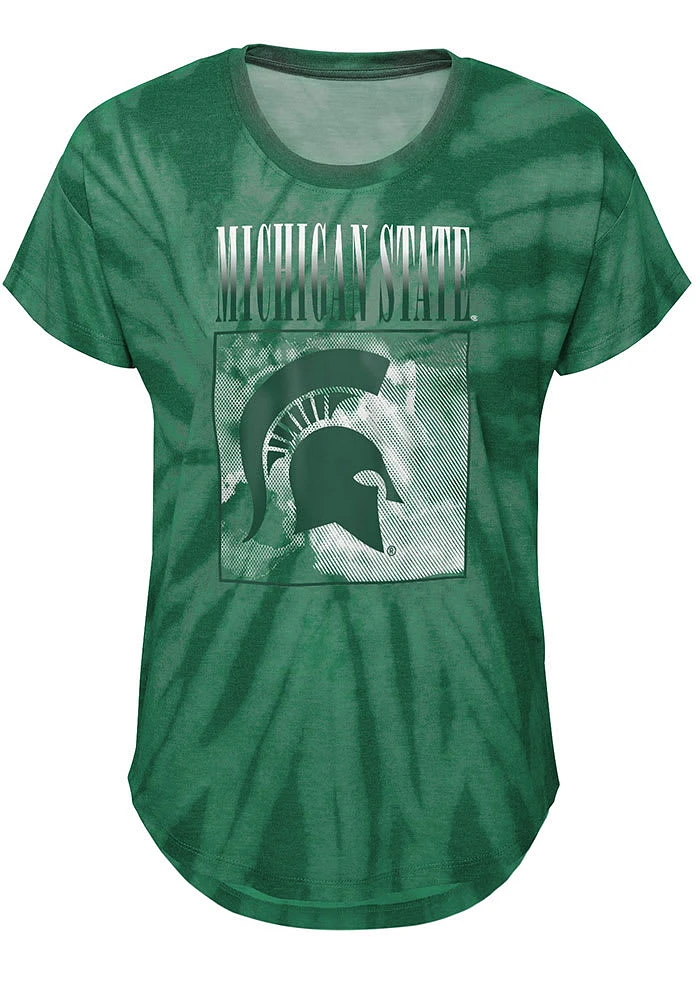 Michigan State Spartans Girls Green The Band Tie-Dye Short Sleeve Fashion T-Shirt
