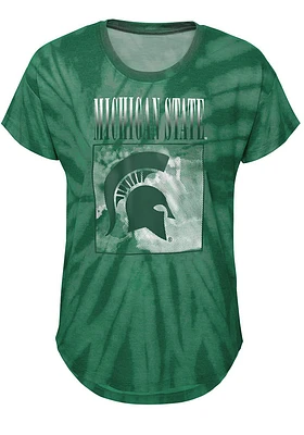 Michigan State Spartans Girls Green The Band Tie-Dye Short Sleeve Fashion T-Shirt