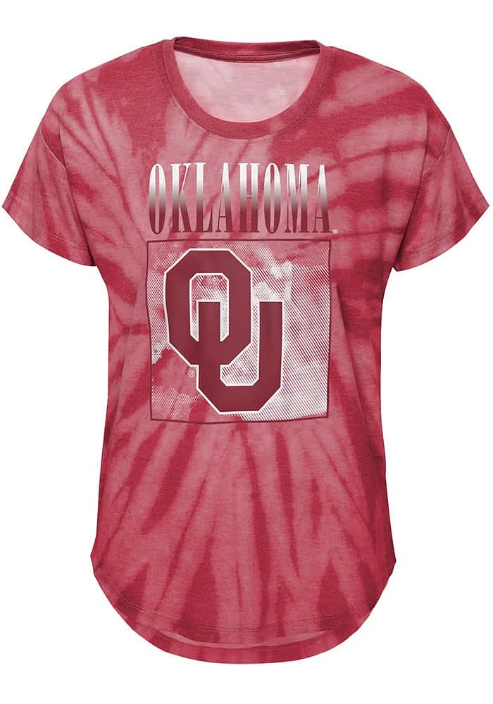 Oklahoma Sooners Girls Cardinal The Band Tie-Dye Short Sleeve Fashion T-Shirt