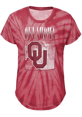 Oklahoma Sooners Girls Cardinal The Band Tie-Dye Short Sleeve Fashion T-Shirt