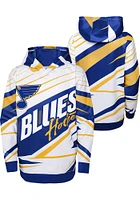 St Louis Blues Boys White Adept Quarterback Long Sleeve Hooded Sweatshirt
