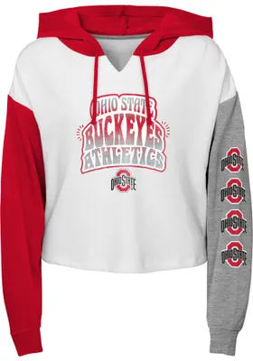 Ohio State Buckeyes Girls Red Color Run Long Sleeve Hooded Sweatshirt