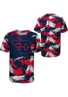 Dayton Flyers Youth Navy Blue Cross Pattern Short Sleeve T-Shirt