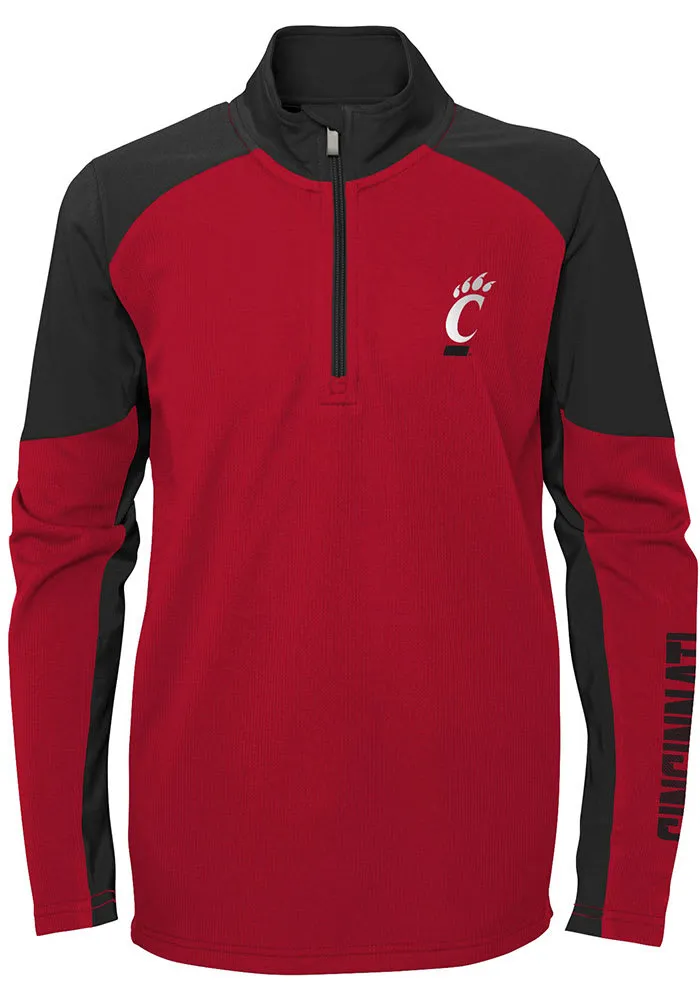 Cincinnati Bearcats Youth Red Audible Long Sleeve Quarter Zip Shirt