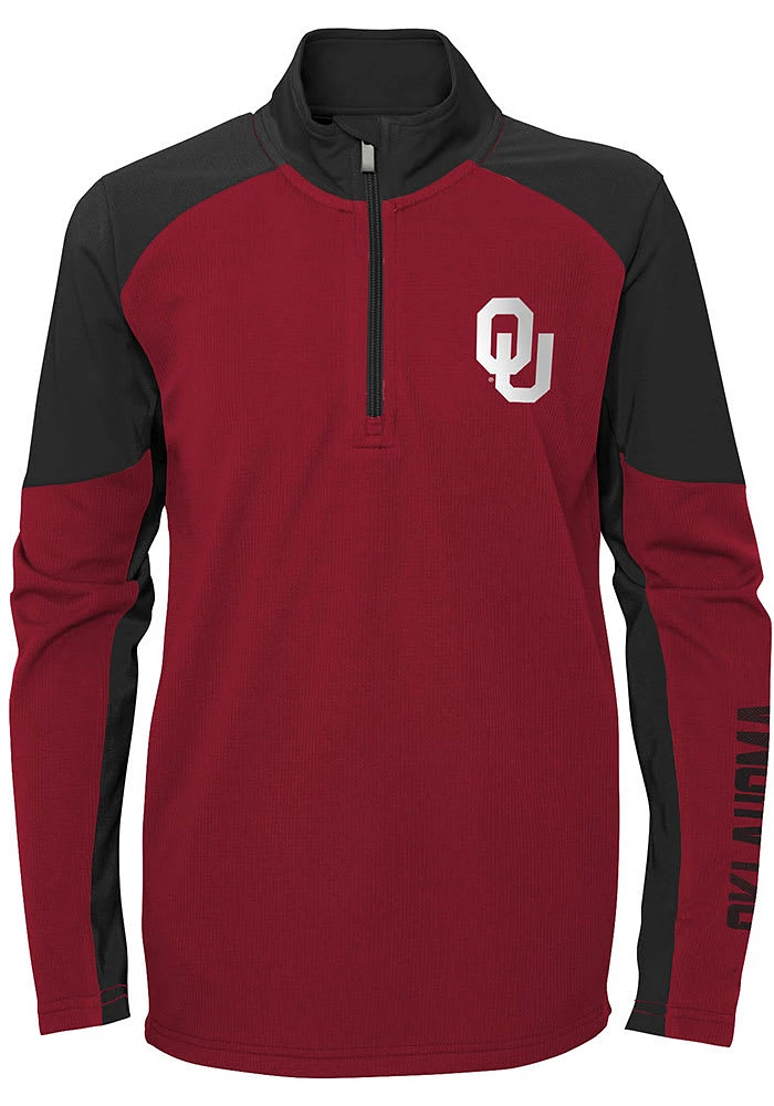 Oklahoma Sooners Youth Cardinal Audible Long Sleeve Quarter Zip Shirt