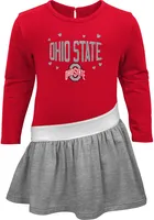 Ohio State Buckeyes Baby Girls Red Heart To Short Sleeve Dress