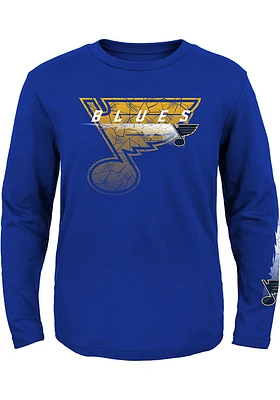 St Louis Blues Youth Blue Cracked Ice Long Sleeve T-Shirt