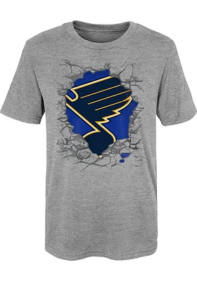 St Louis Blues Youth Grey Breakthrough Short Sleeve T-Shirt