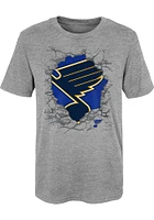 St Louis Blues Youth Grey Breakthrough Short Sleeve T-Shirt