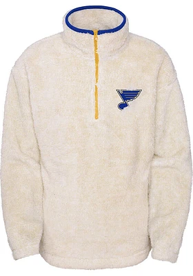St Louis Blues Girls White Persevere Teddy LS Tops Qtr Zip