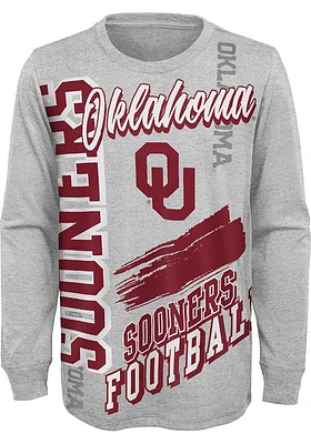 Oklahoma Sooners Boys Grey Game Day Vibes Long Sleeve T-Shirt