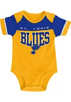 St Louis Blues Baby Gold Puck Happy Set One Piece with Bib