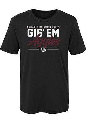 Texas A&M Aggies Boys Black Institutions Slogan Short Sleeve T-Shirt