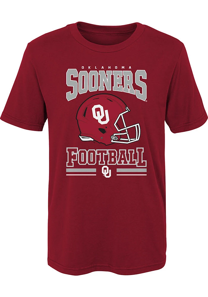 Oklahoma Sooners Youth Cardinal Lift Thy Helmet Short Sleeve T-Shirt