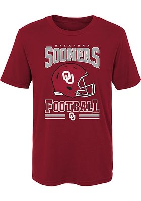 Oklahoma Sooners Youth Cardinal Lift Thy Helmet Short Sleeve T-Shirt