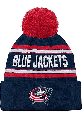 Columbus Blue Jackets Blue Jacquard Cuffed Pom Youth Knit Hat