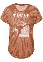 Texas Longhorns Girls Burnt Orange The Band Tie-Dye Design Short Sleeve Fashion T-Shirt