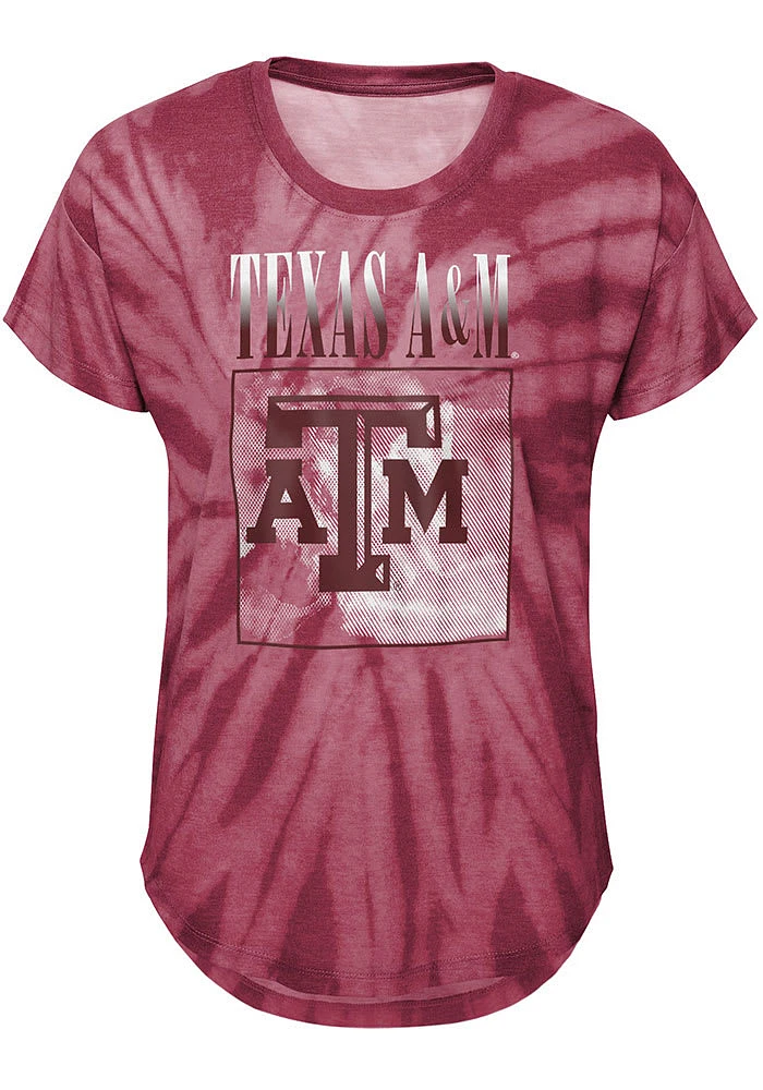 Texas A&M Aggies Girls Maroon The Band Tie-Dye Short Sleeve Fashion T-Shirt
