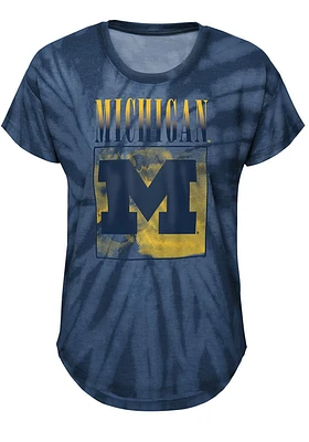 Michigan Wolverines Girls Blue The Band Tie-Dye Short Sleeve Fashion T-Shirt
