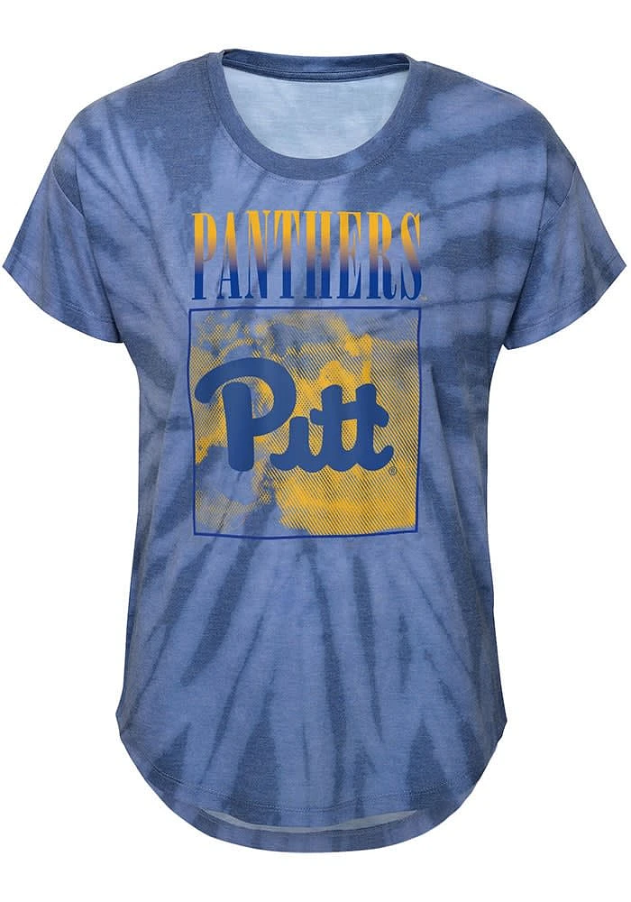 Pitt Panthers Girls Blue The Band Tie-Dye Short Sleeve Fashion T-Shirt