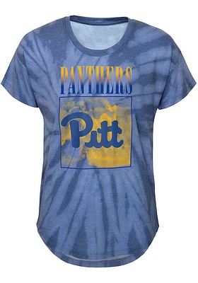 Pitt Panthers Girls Blue The Band Tie-Dye Short Sleeve Fashion T-Shirt