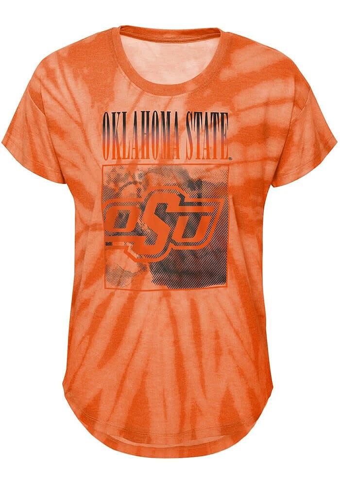 Oklahoma State Cowboys Girls Orange The Band Tie-Dye Short Sleeve Fashion T-Shirt