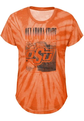 Oklahoma State Cowboys Girls Orange The Band Tie-Dye Short Sleeve Fashion T-Shirt