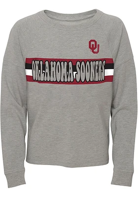 Oklahoma Sooners Girls Grey All Striped Up Long Sleeve T-shirt