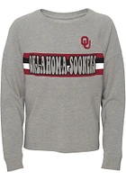 Oklahoma Sooners Girls Grey All Striped Up Long Sleeve T-shirt