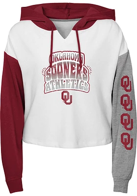 Oklahoma Sooners Girls Red Color Run Long Sleeve Hooded Sweatshirt